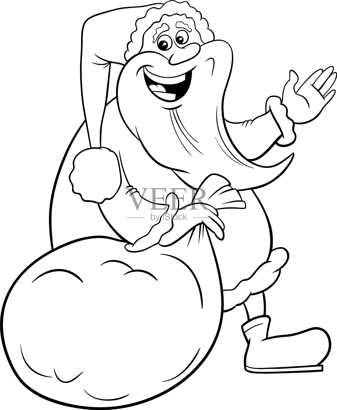 卡通圣诞老人圣诞人物着色设计元素图片