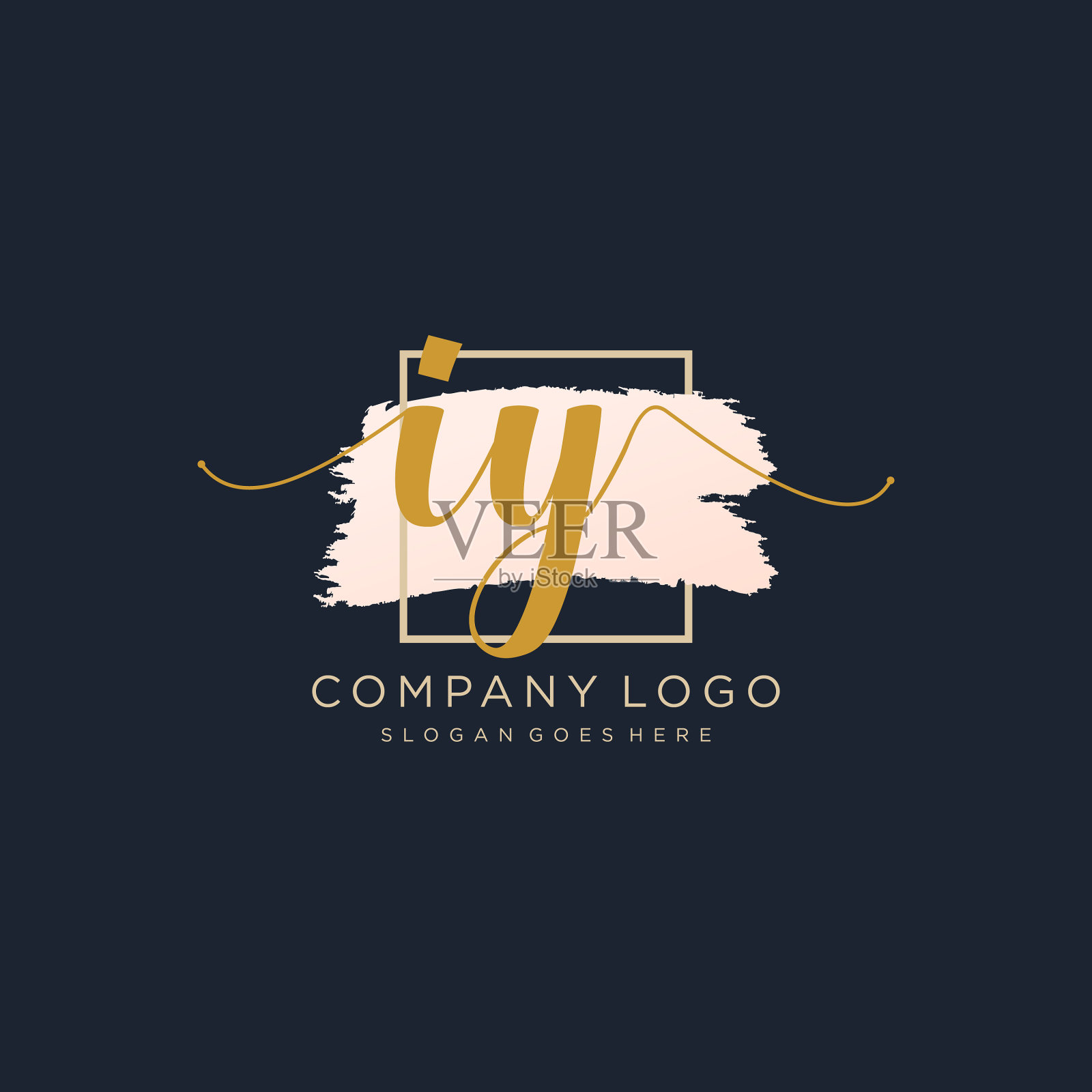 初始iy手写标志与圆模板插画图片素材