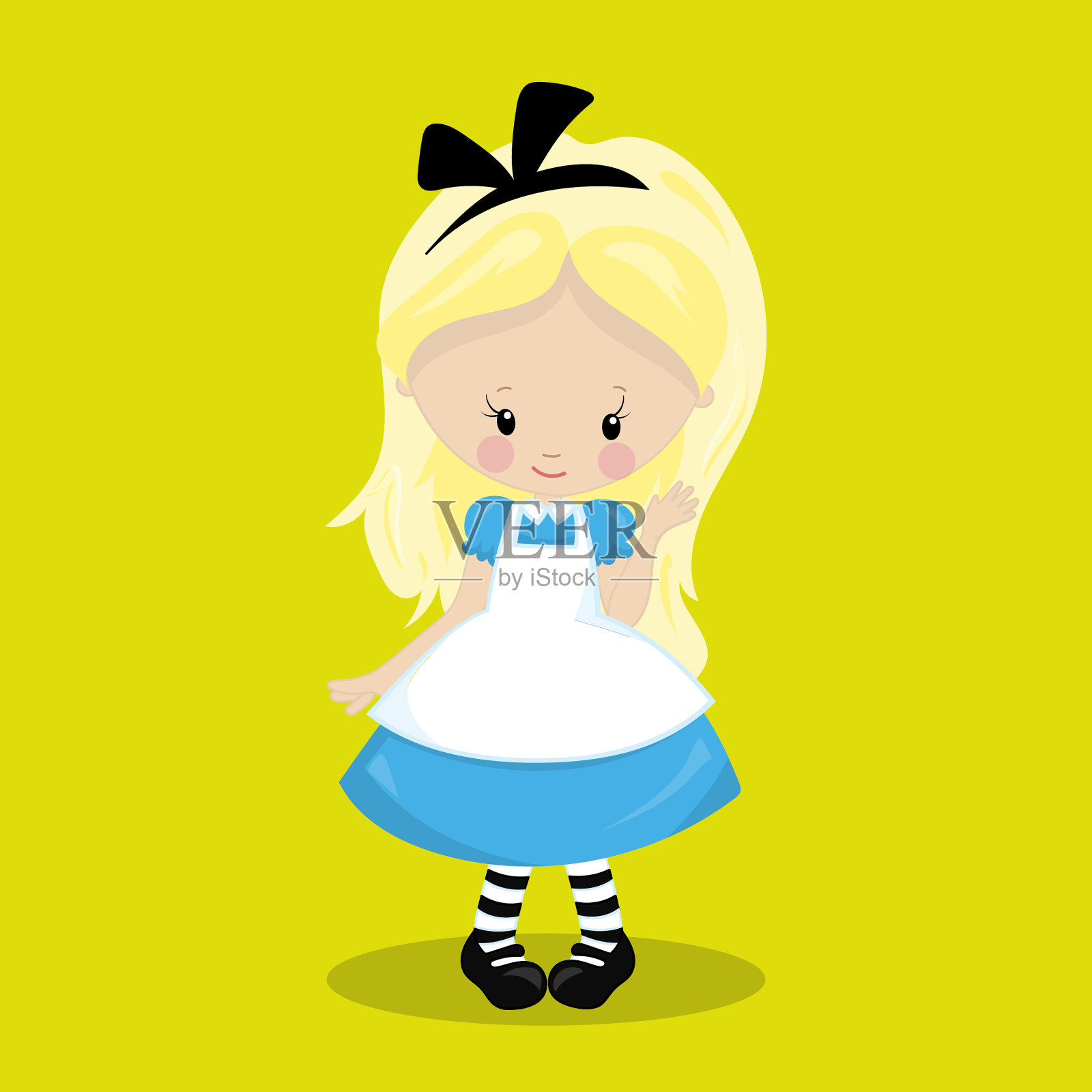 爱丽丝金色的蓝色裙子05插画图片素材