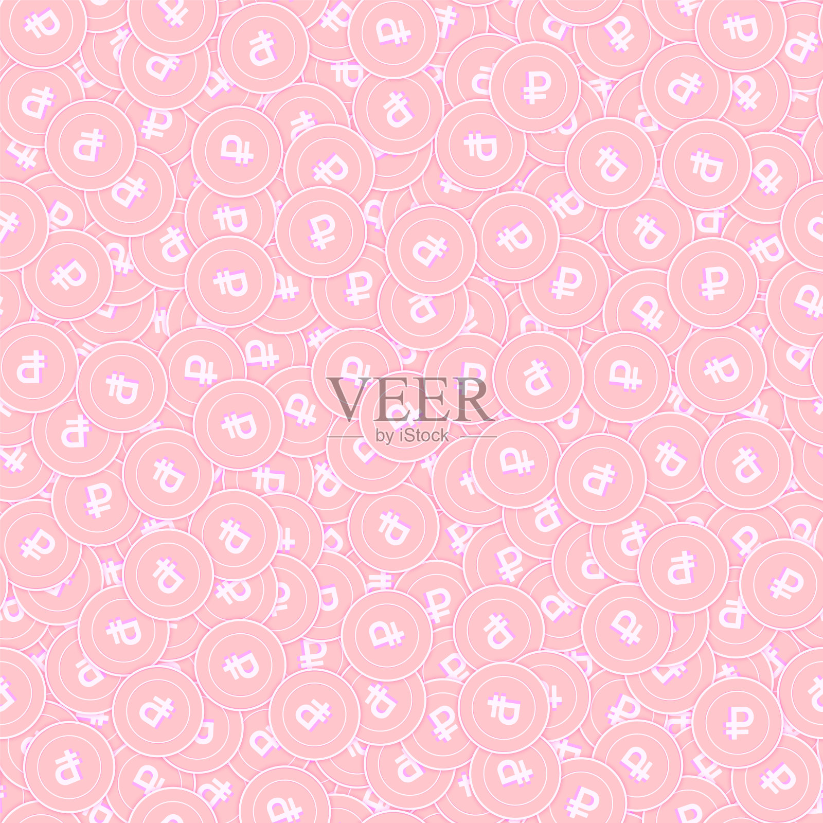 俄罗斯卢布铜币无缝图案峡谷插画图片素材