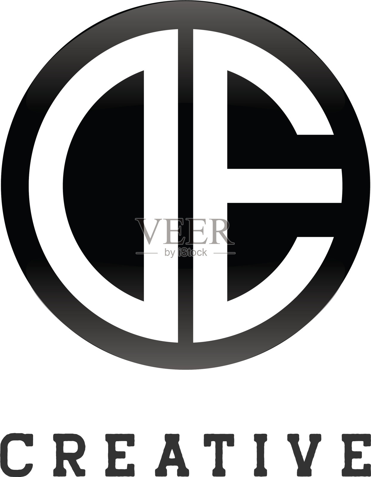 首字母的圆圈形状字母黑色插画图片素材