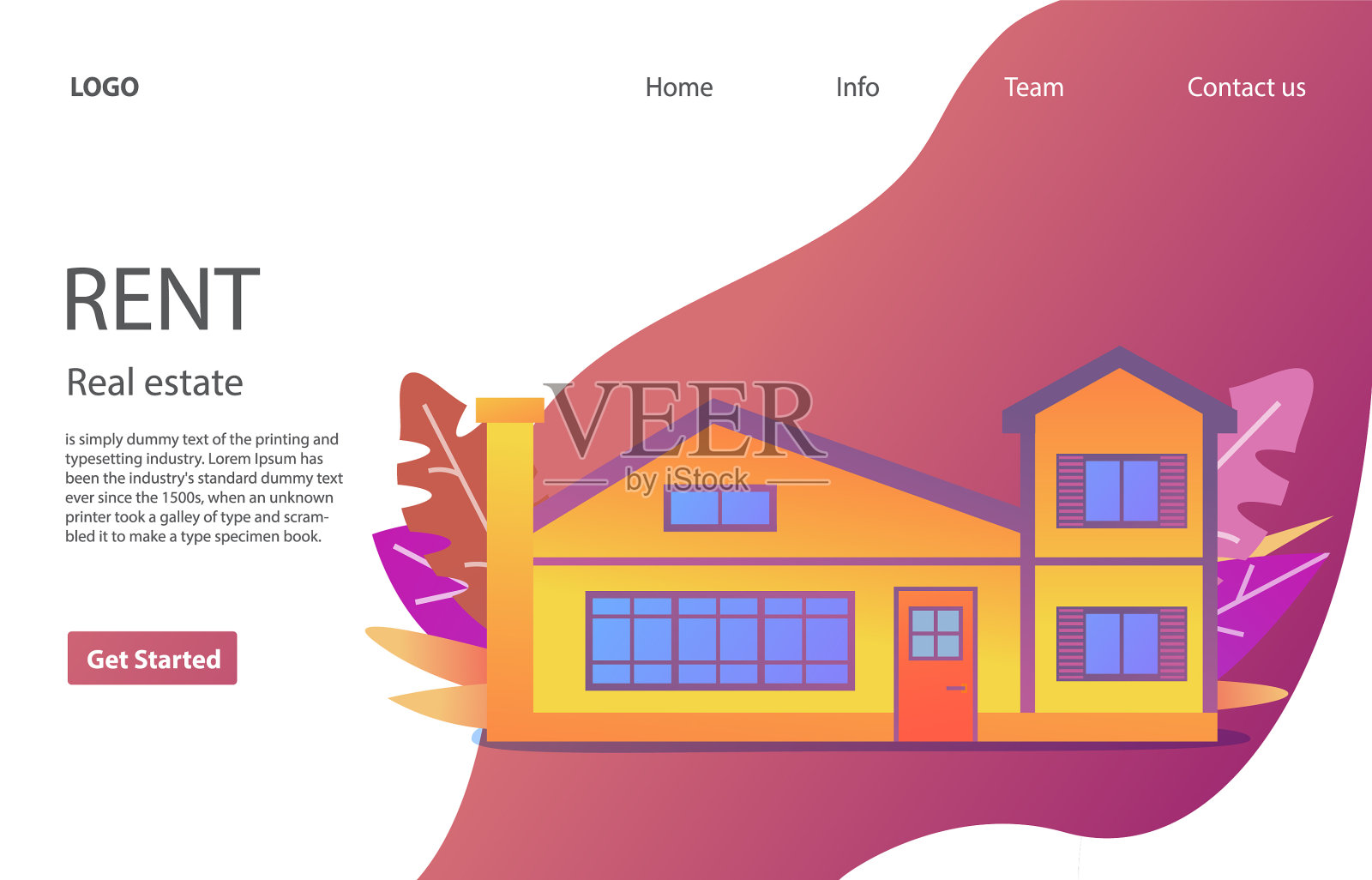 房屋出租房地产概念登陆页面插画图片素材