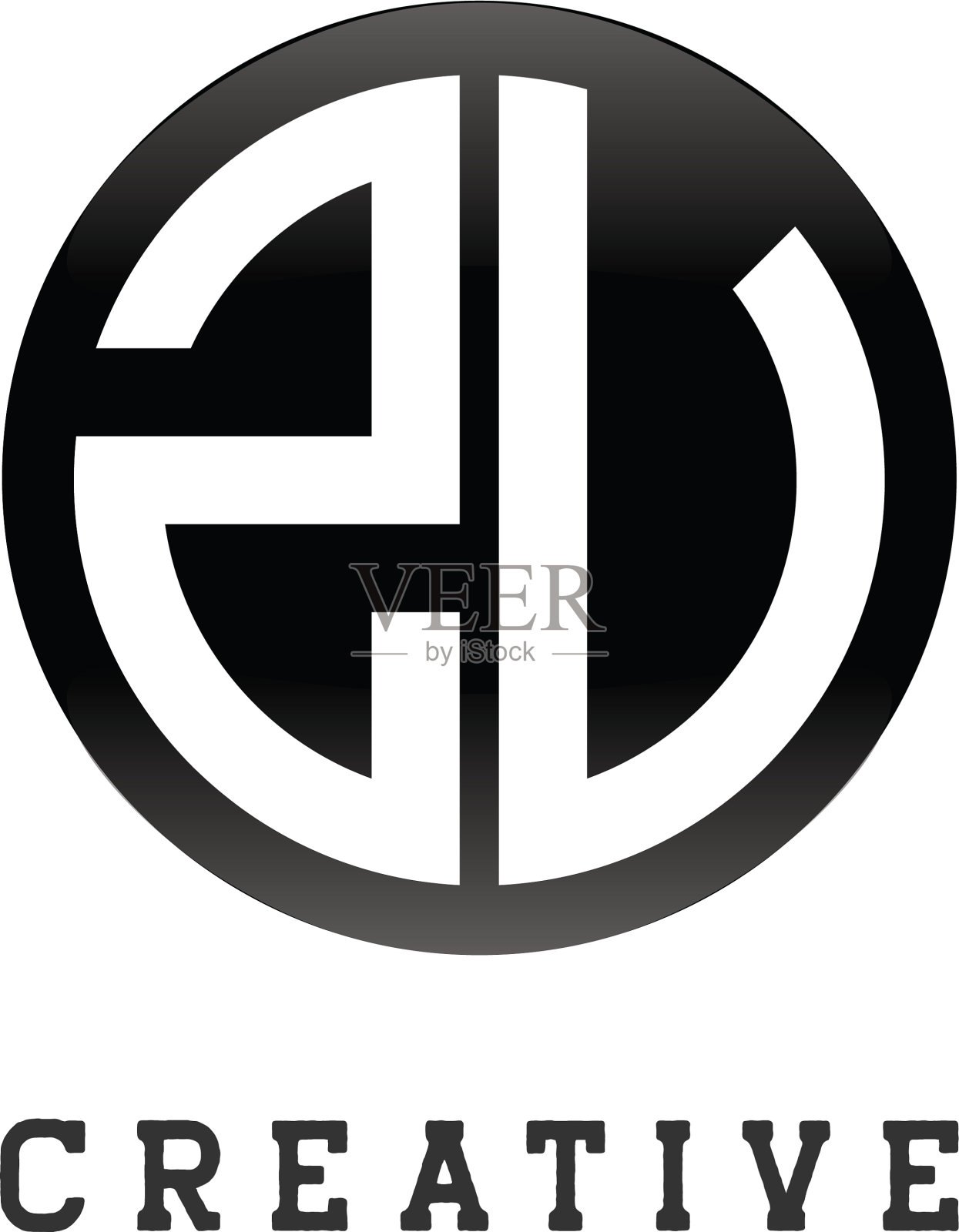 首字母祖圆形字母黑插画图片素材