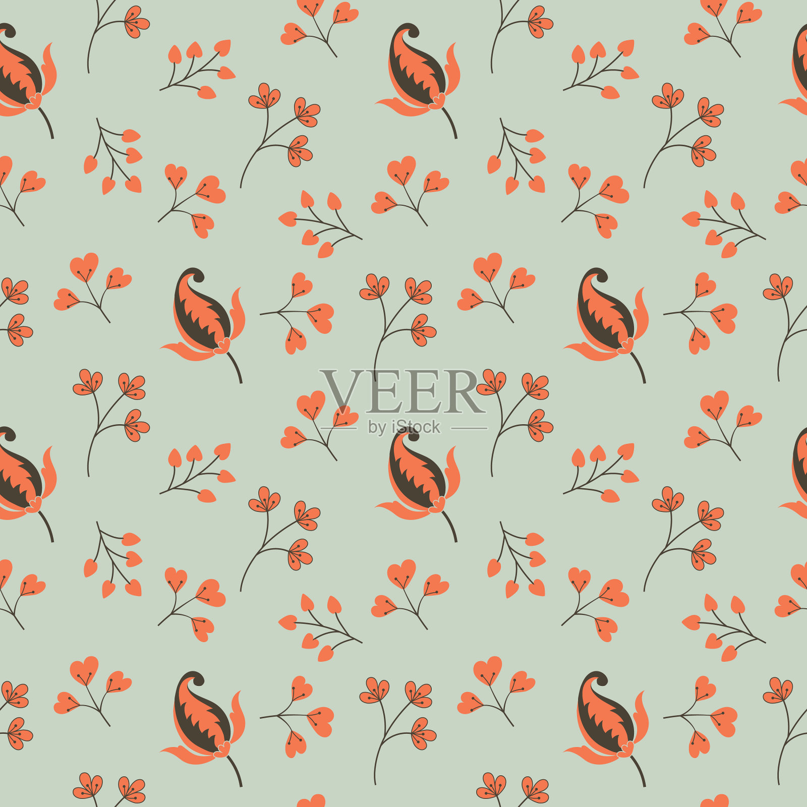 花卉无缝图案设计插画图片素材