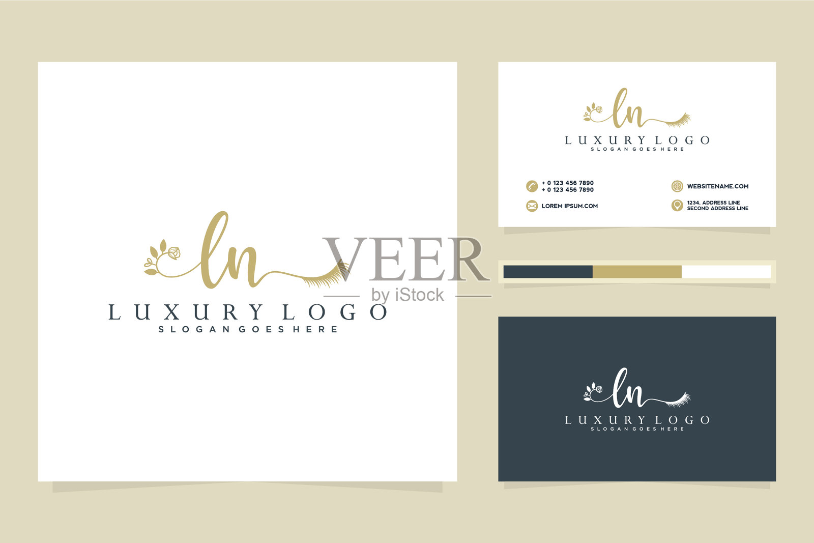 首字母ln女性标志系列和业务插画图片素材