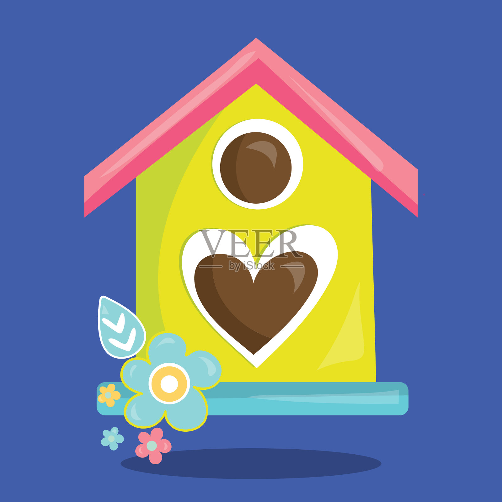 可爱的小鸟笼绿13插画图片素材