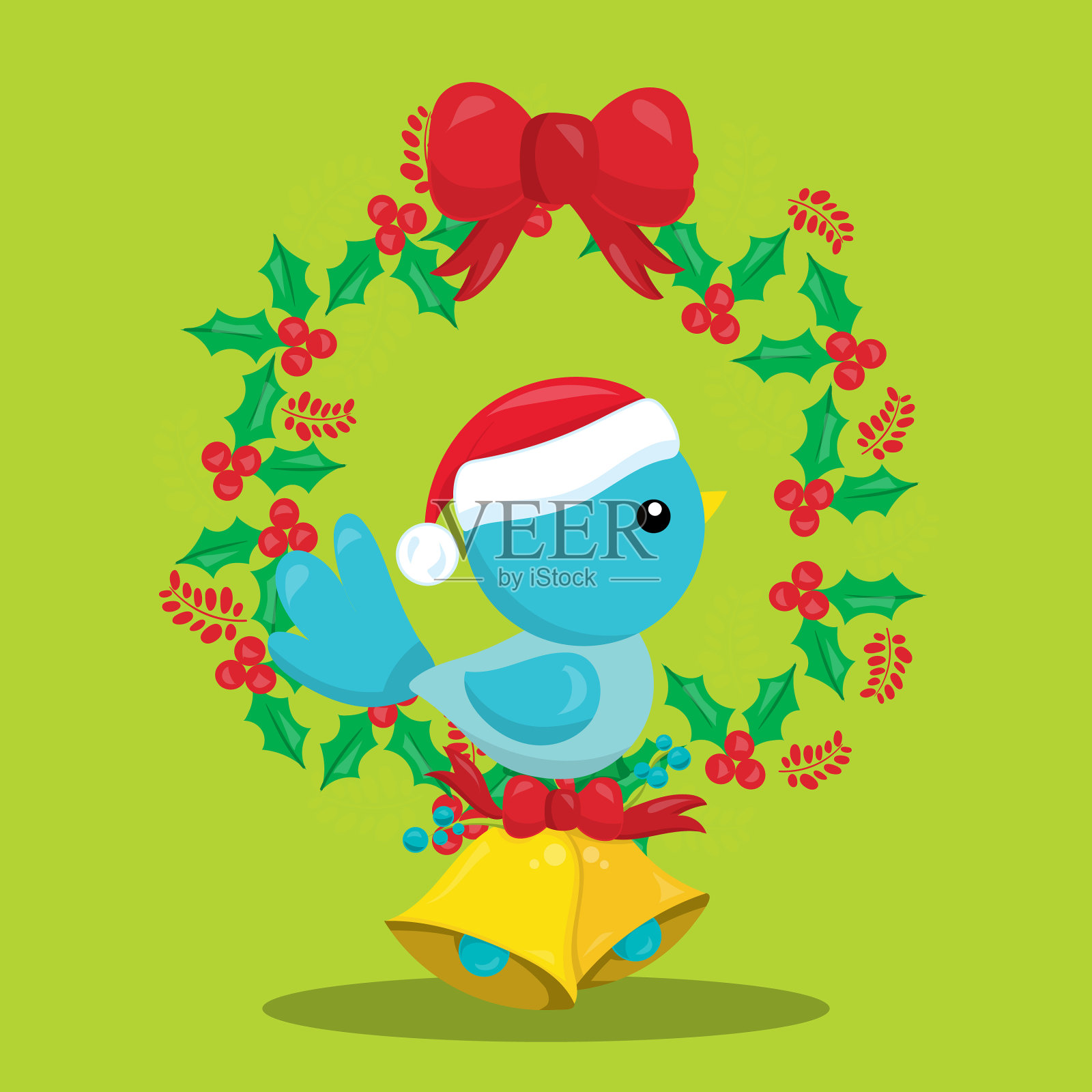 圣诞鸟花环06插画图片素材