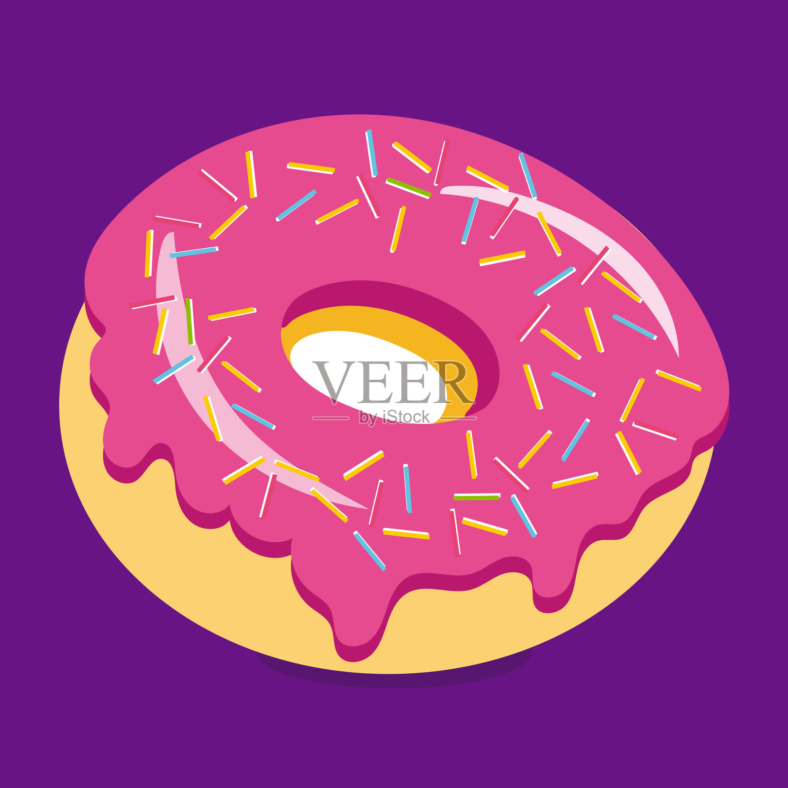 甜甜圈红色08年插画图片素材