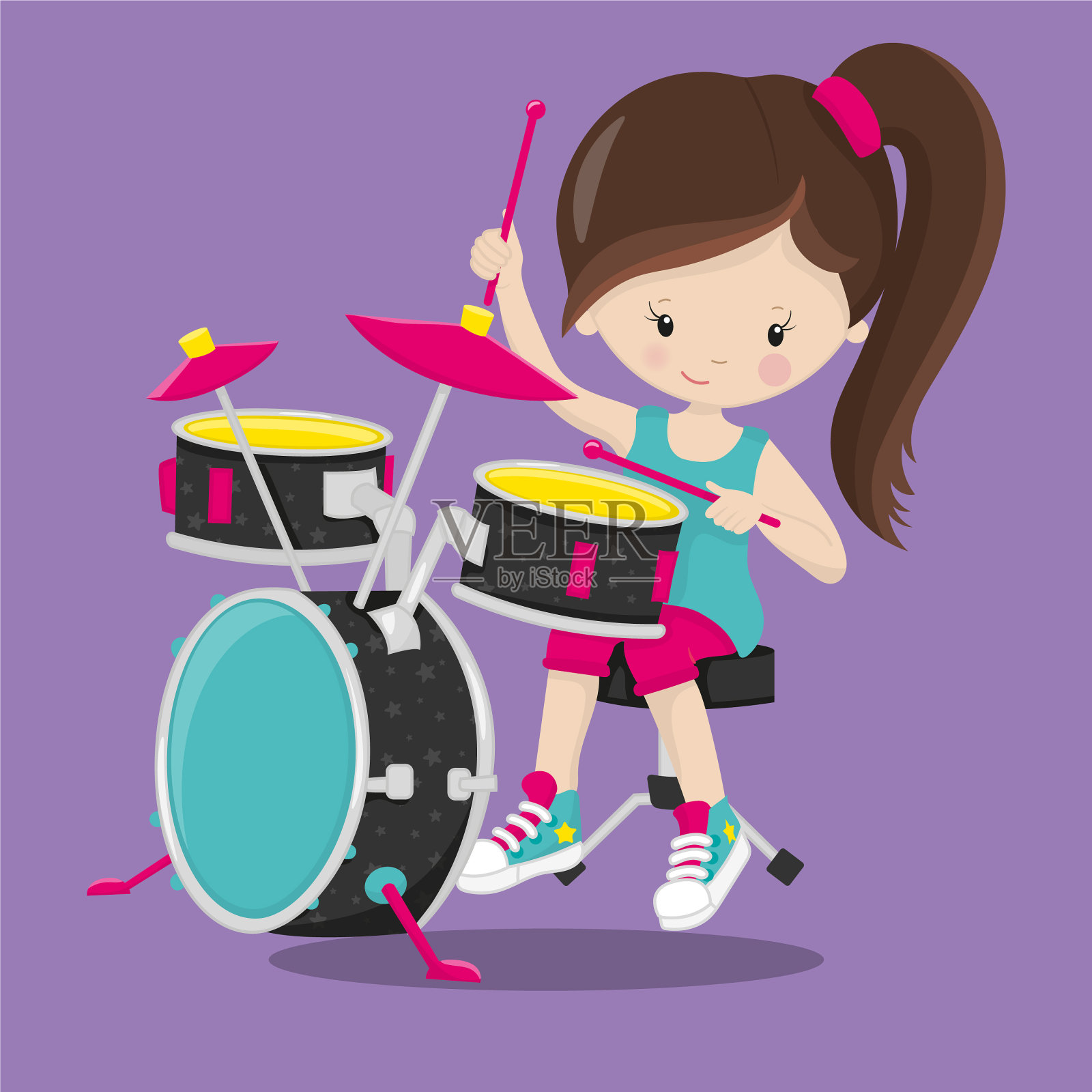 女子摇滚乐队brown kick 23插画图片素材