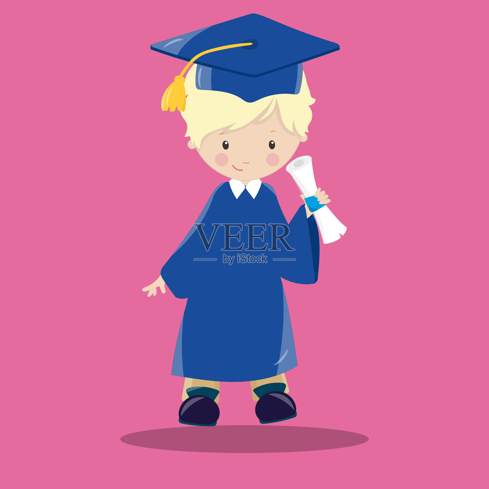 毕业男孩与文凭02 2插画图片素材