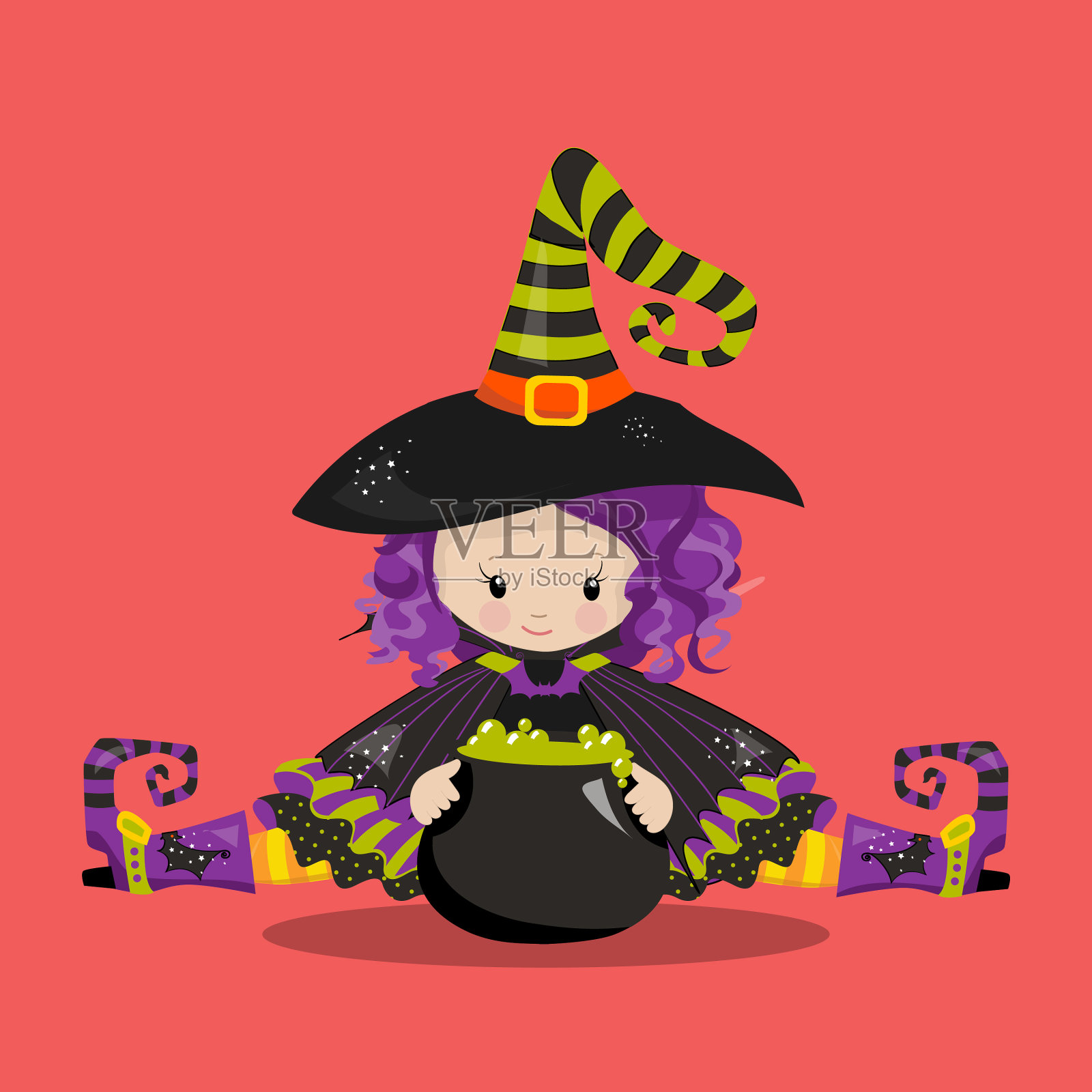 万圣节女巫紫罗兰01快乐插画图片素材