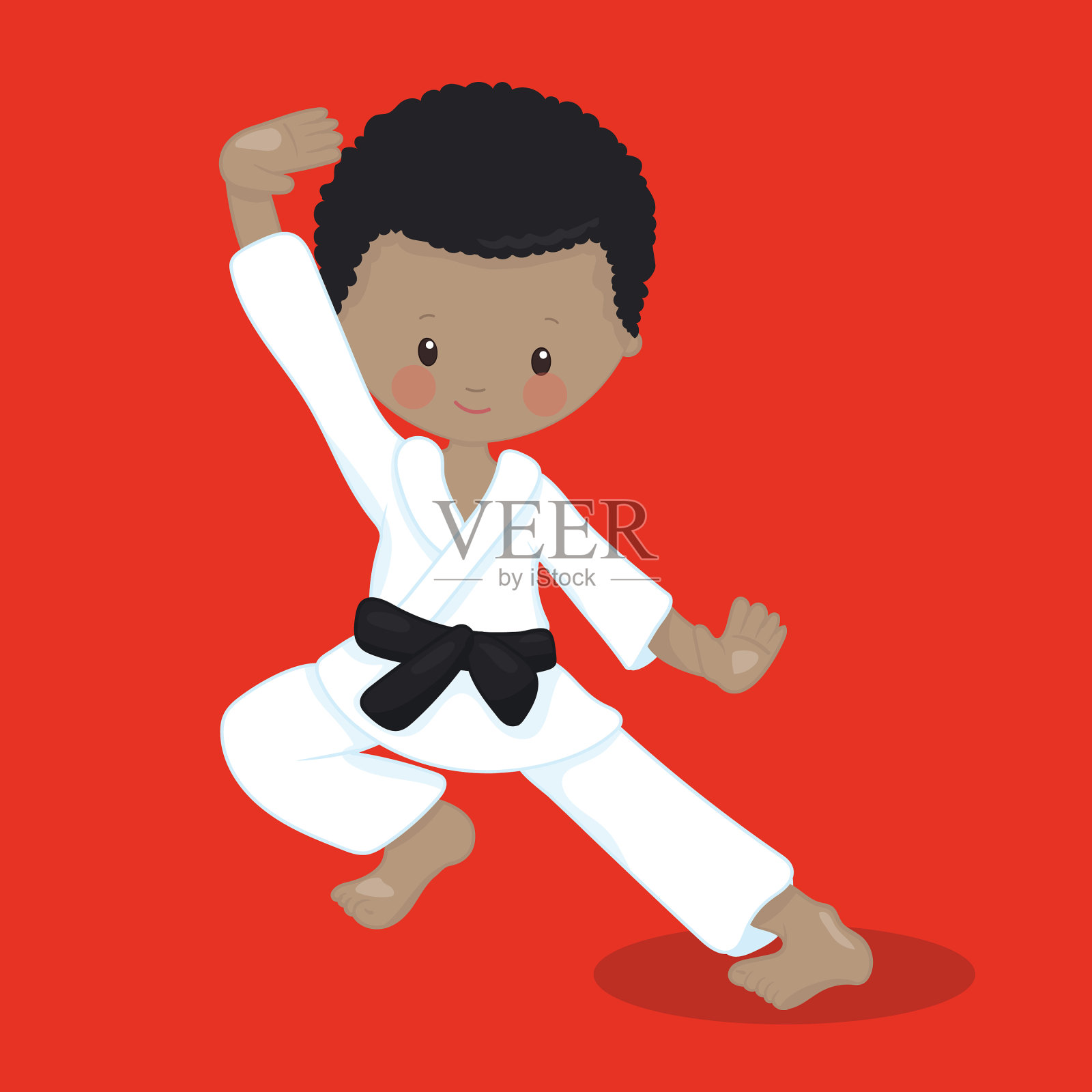 空手道小子黑白黑螳螂15号插画图片素材