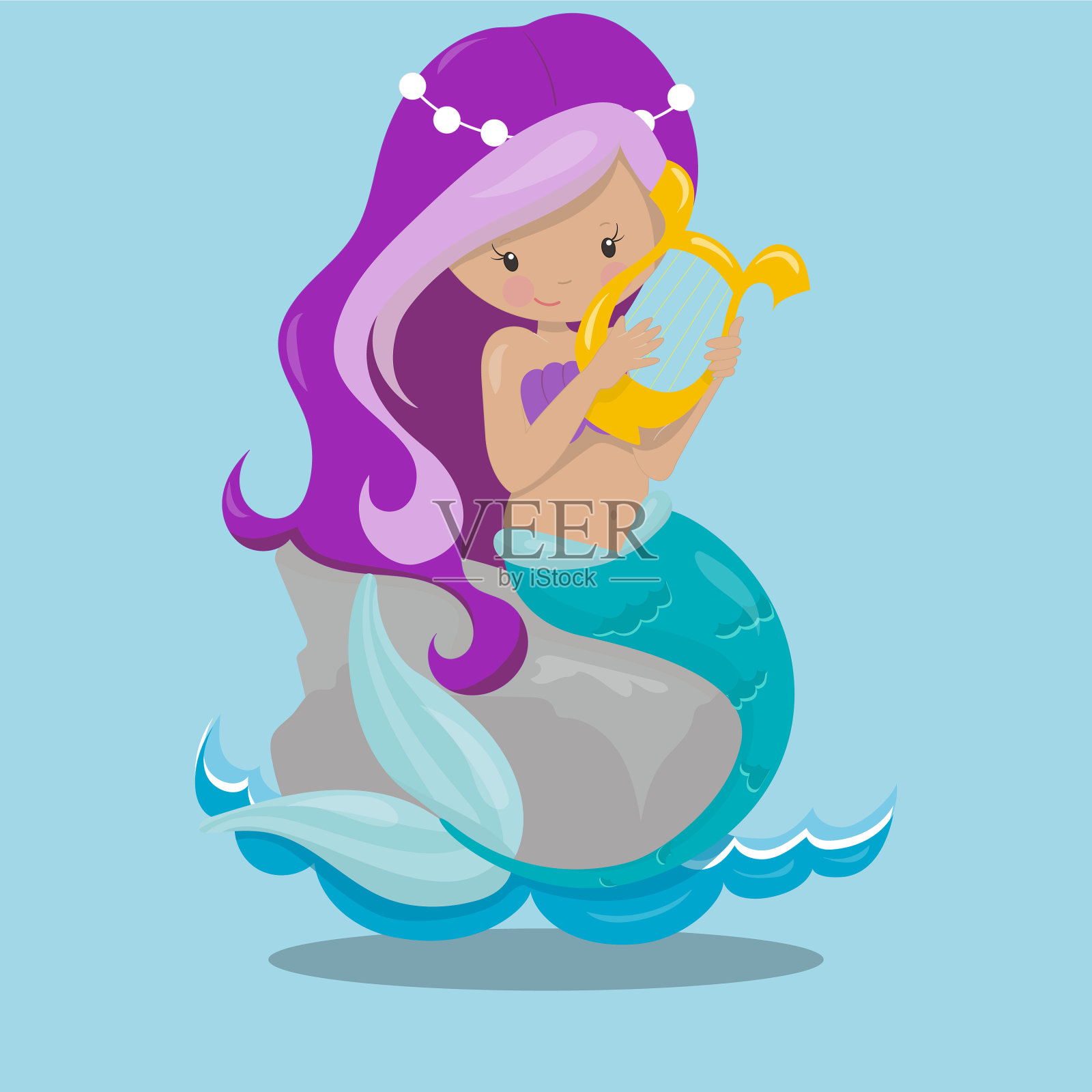 美人鱼粉红色32插画图片素材