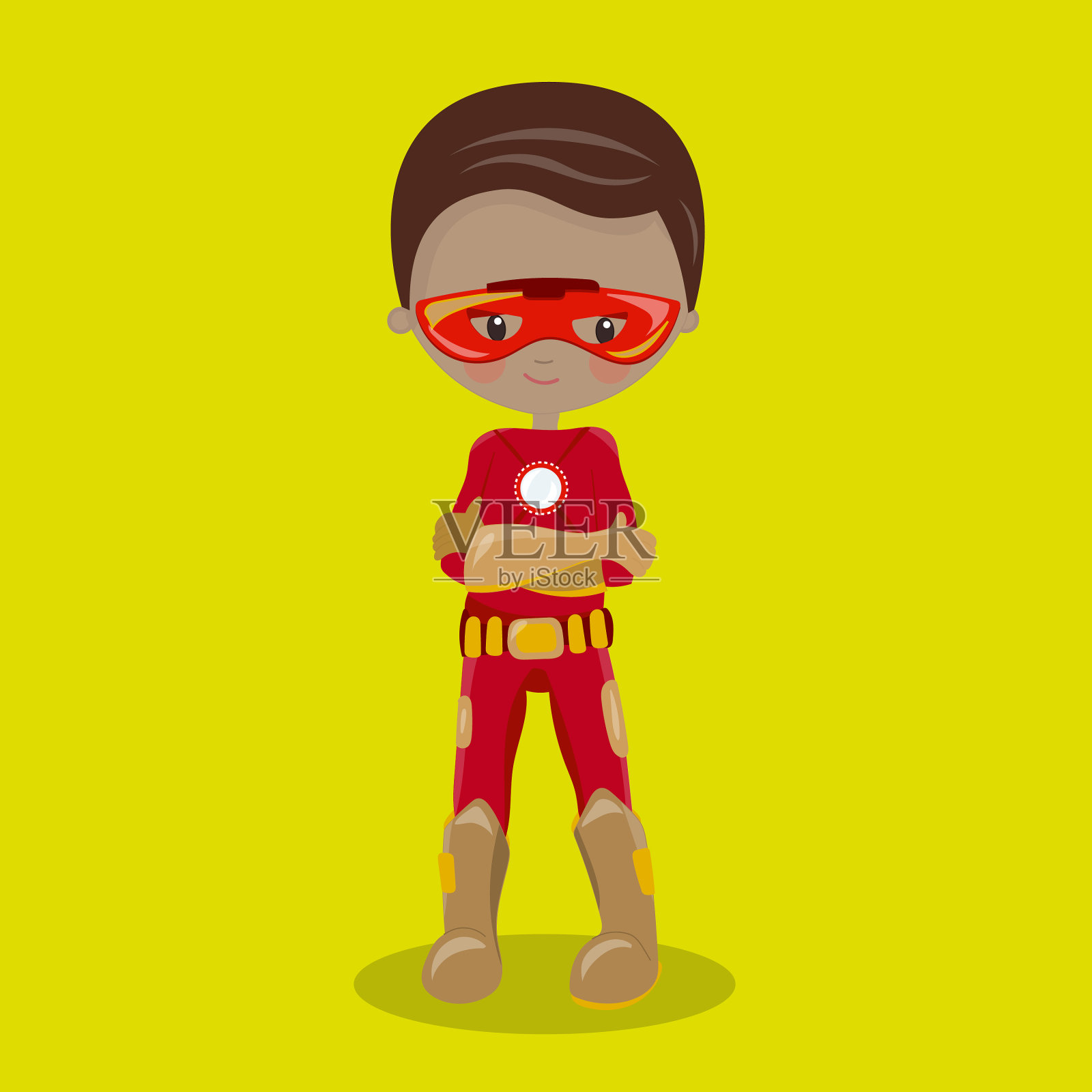 超级英雄男孩黑白混血棕色钢铁侠05插画图片素材