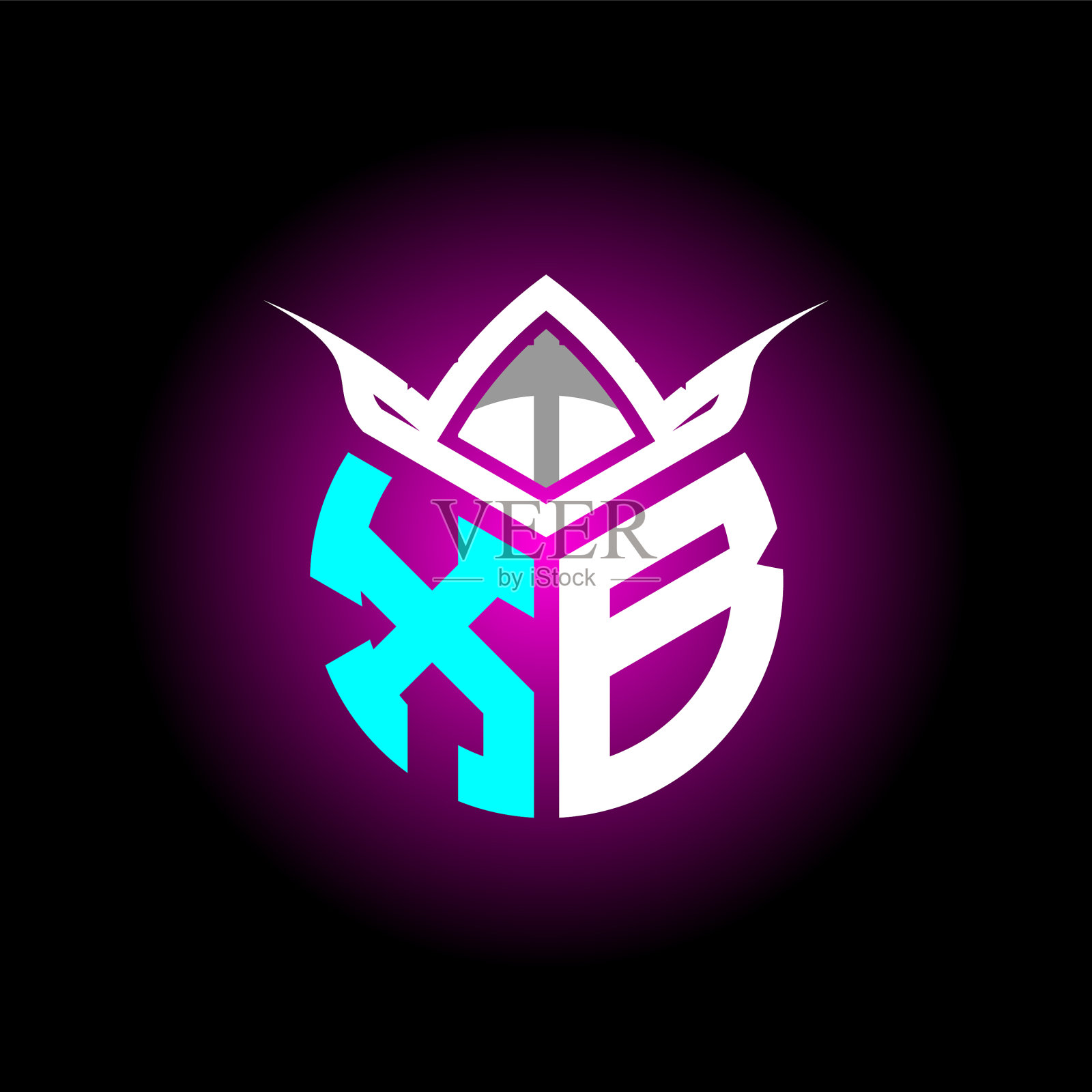 初始极简x b字母标志字母与插画图片素材