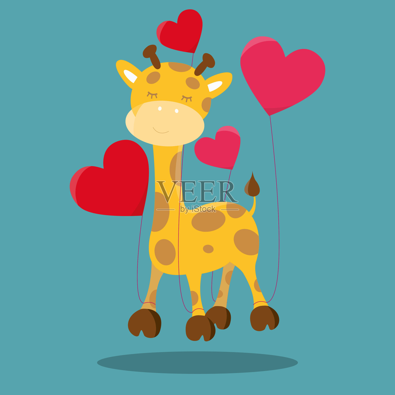 情人节动物长颈鹿心08插画图片素材