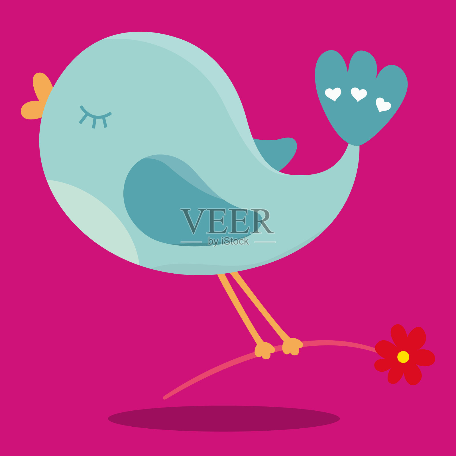爱鸟携花03插画图片素材