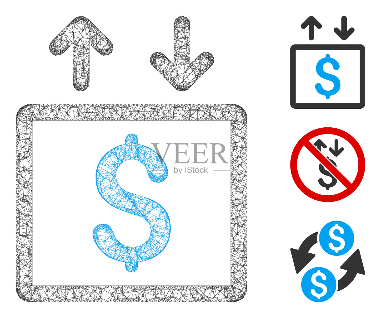 金钱电梯多边形网网插画图片素材