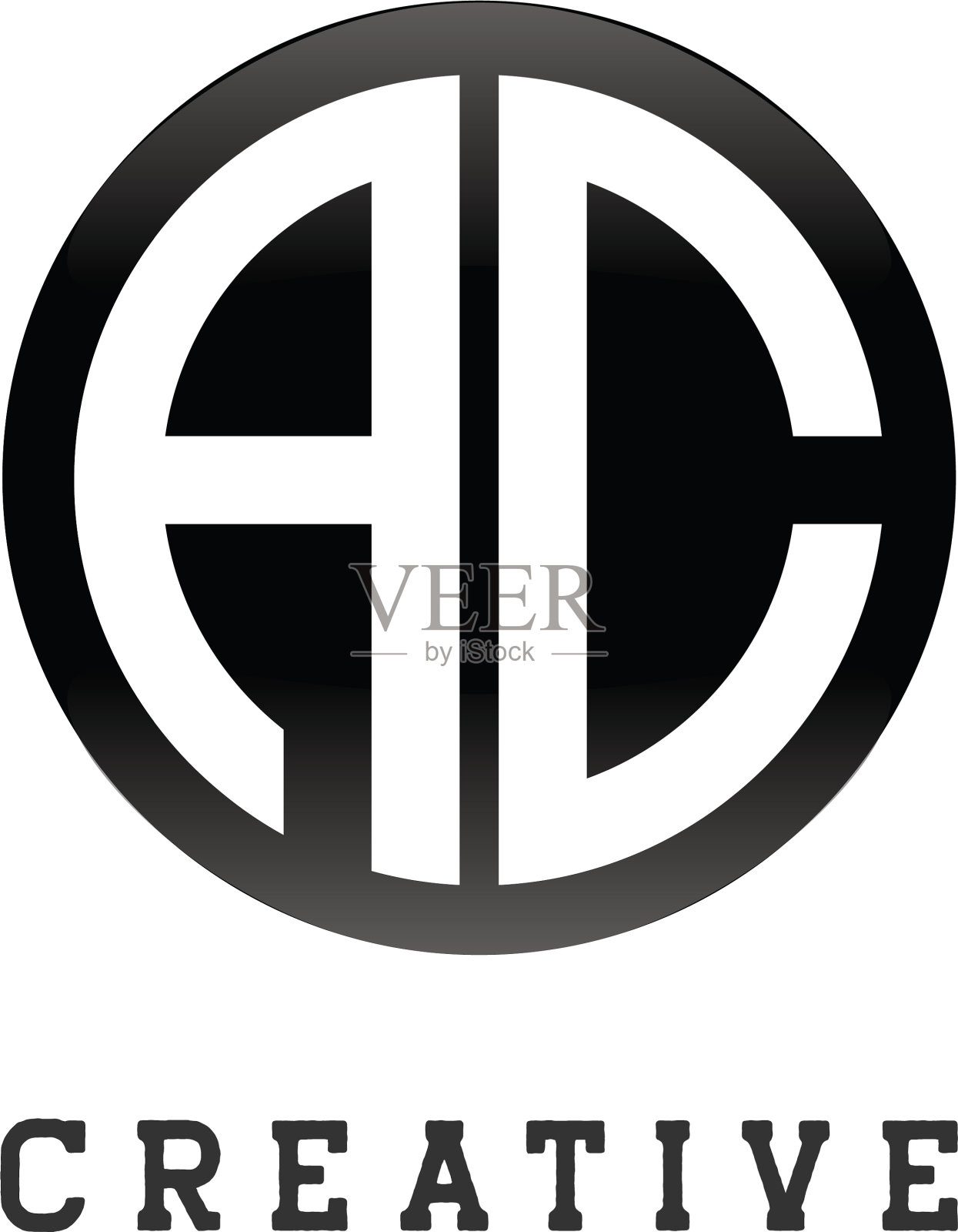 首字母ac圆形字母黑色插画图片素材