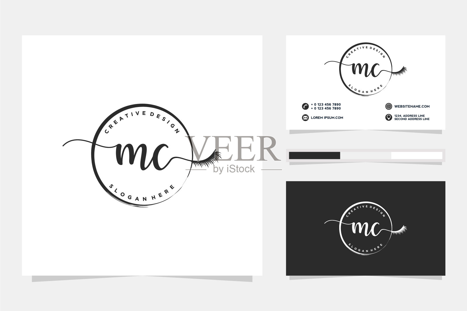 最初的MC女性标志系列和业务插画图片素材