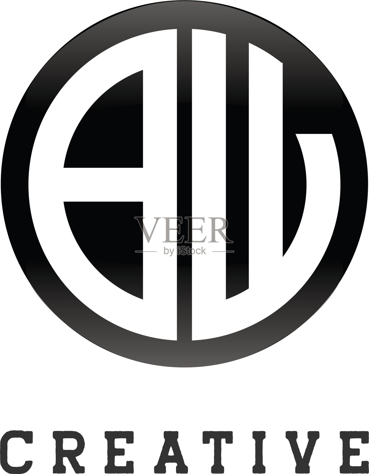 首字母bw圆形组合字母黑色插画图片素材