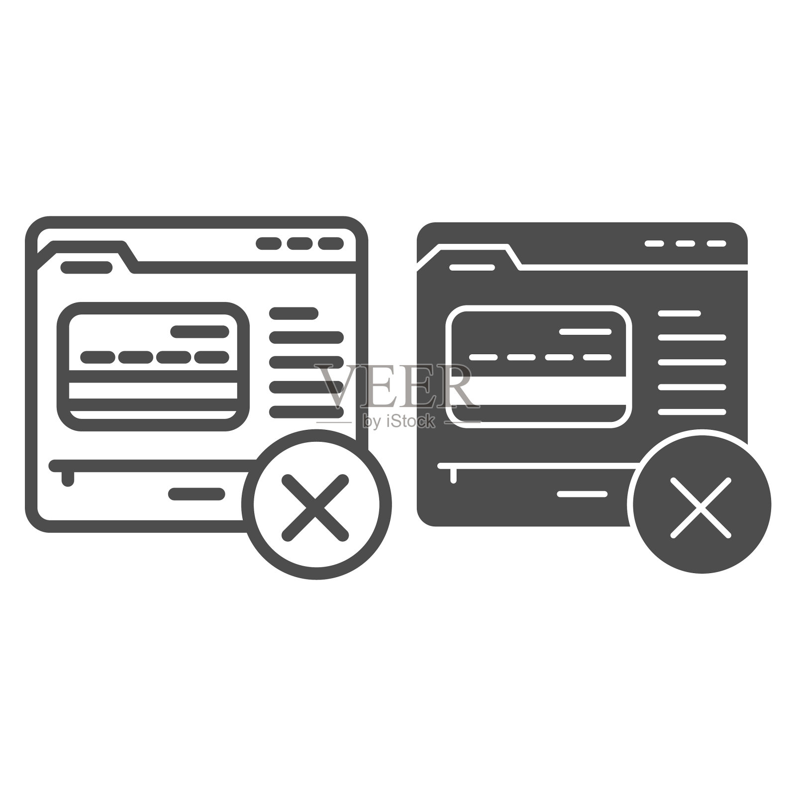 网站和银行卡线路和固体图标支付图标素材