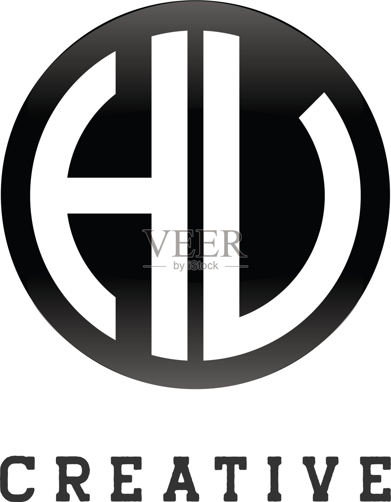 首字母胡圆形状字母黑插画图片素材