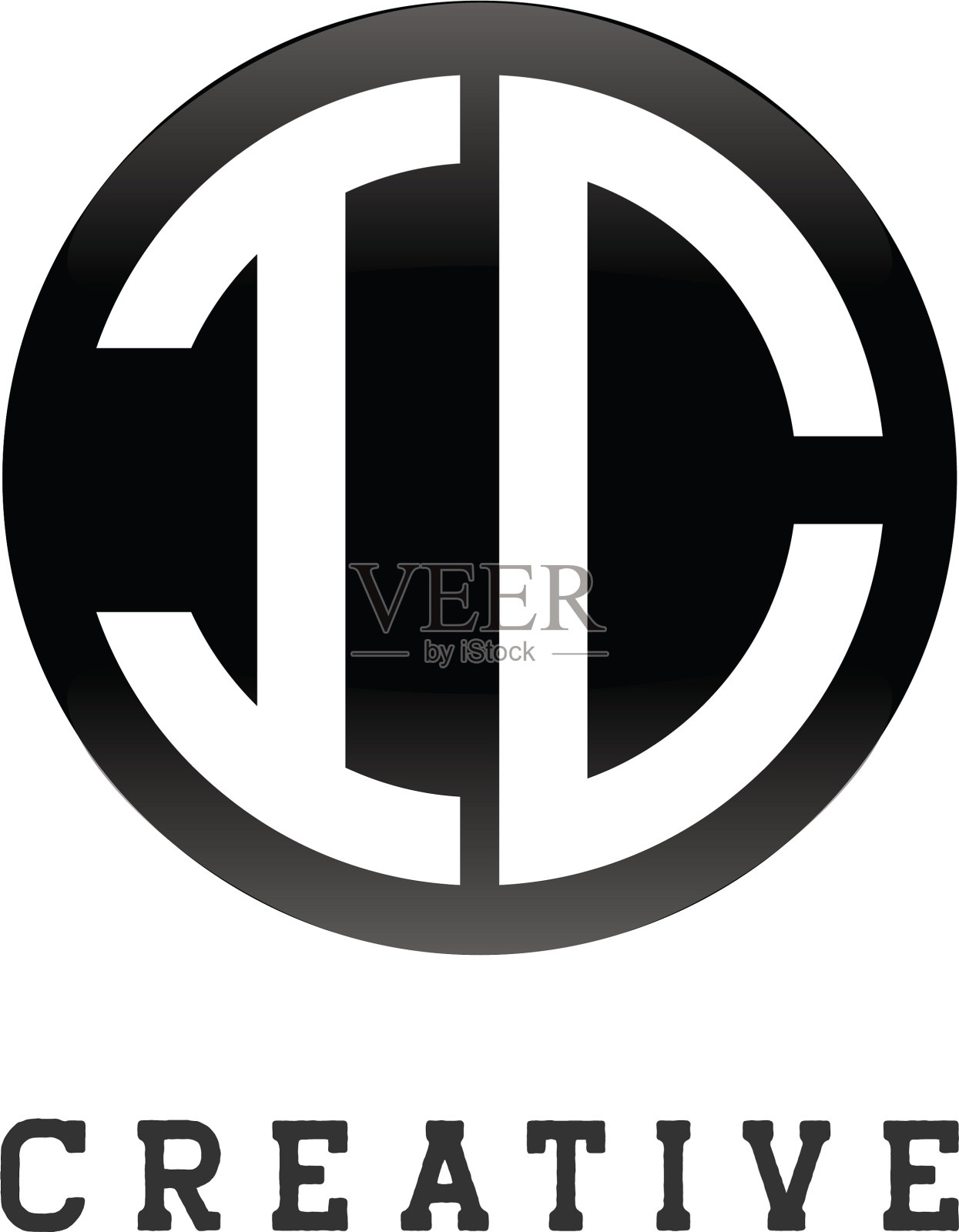 首字母IC圆形状字母黑色插画图片素材