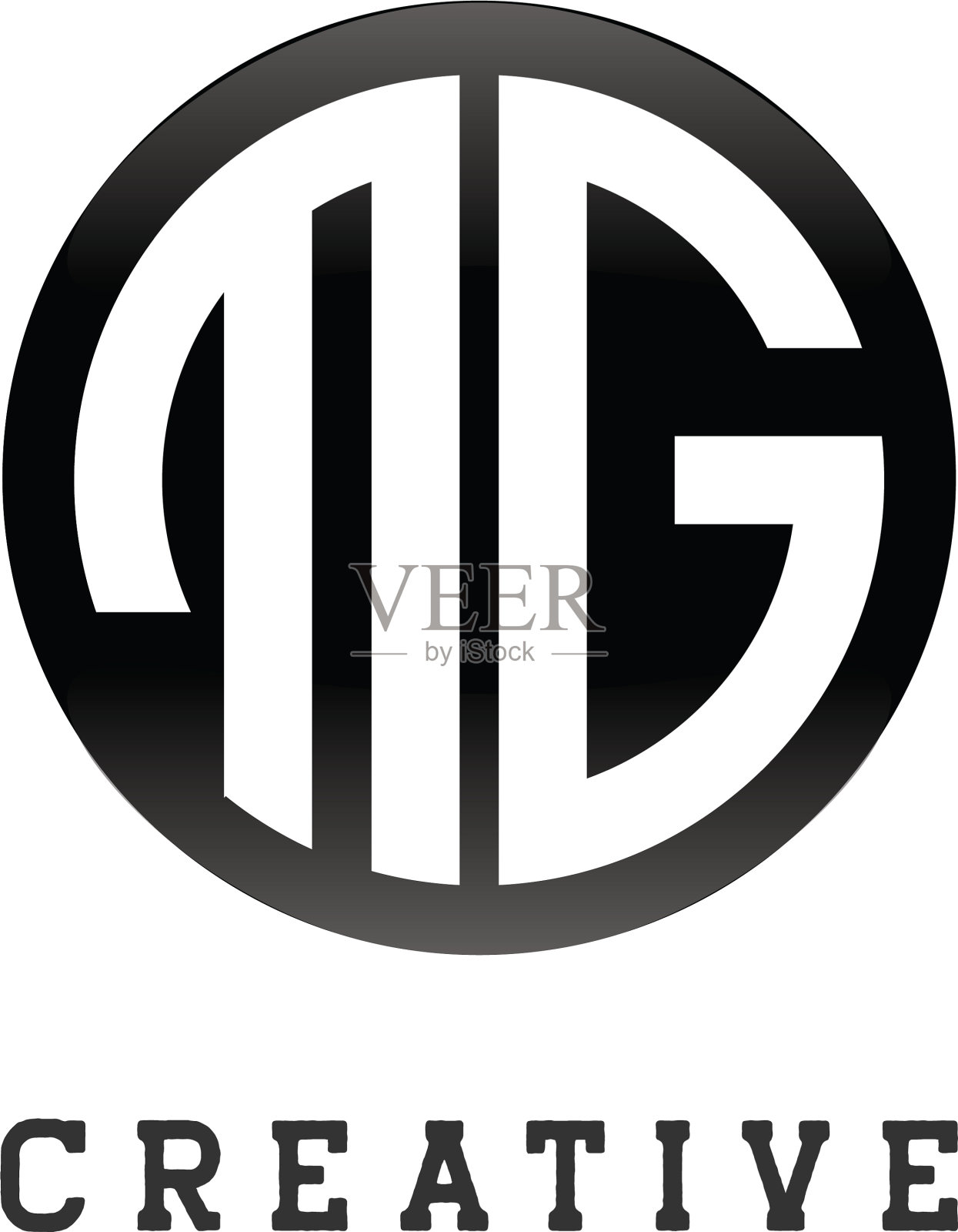 首字母mg圆形状字母黑色插画图片素材