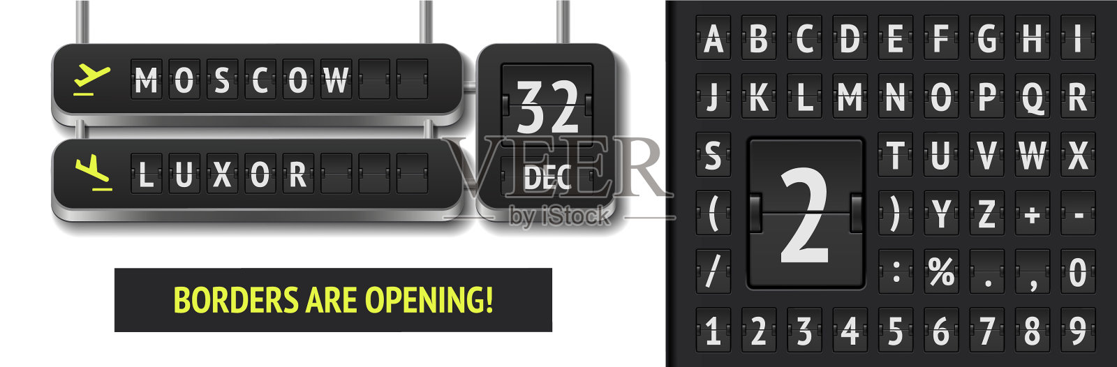 3d离境记分板翻转机场板插画图片素材