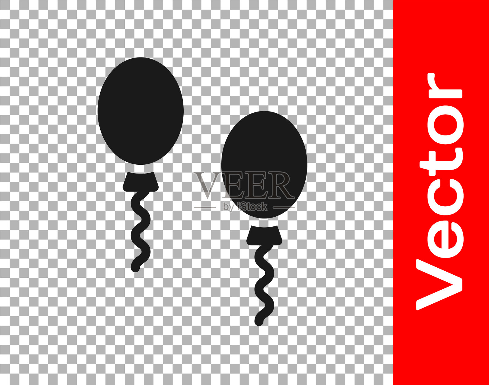 黑色气球与丝带图标隔离插画图片素材