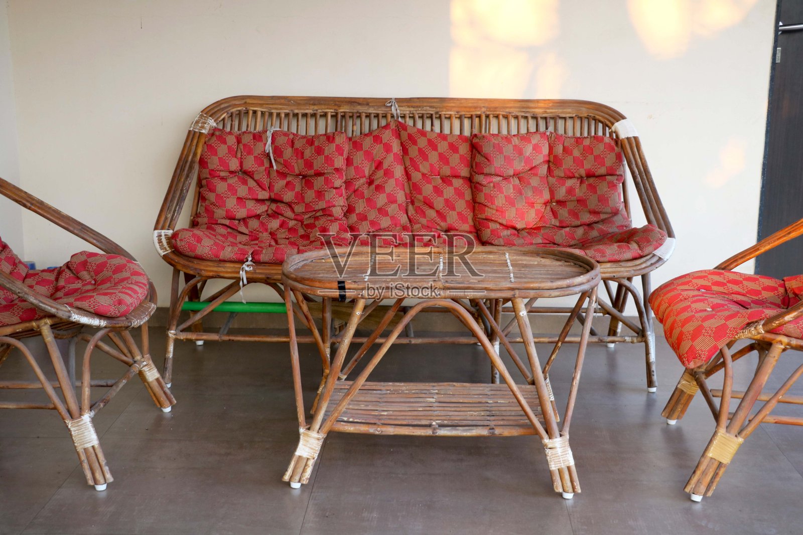 老式手工竹制沙发照片摄影图片