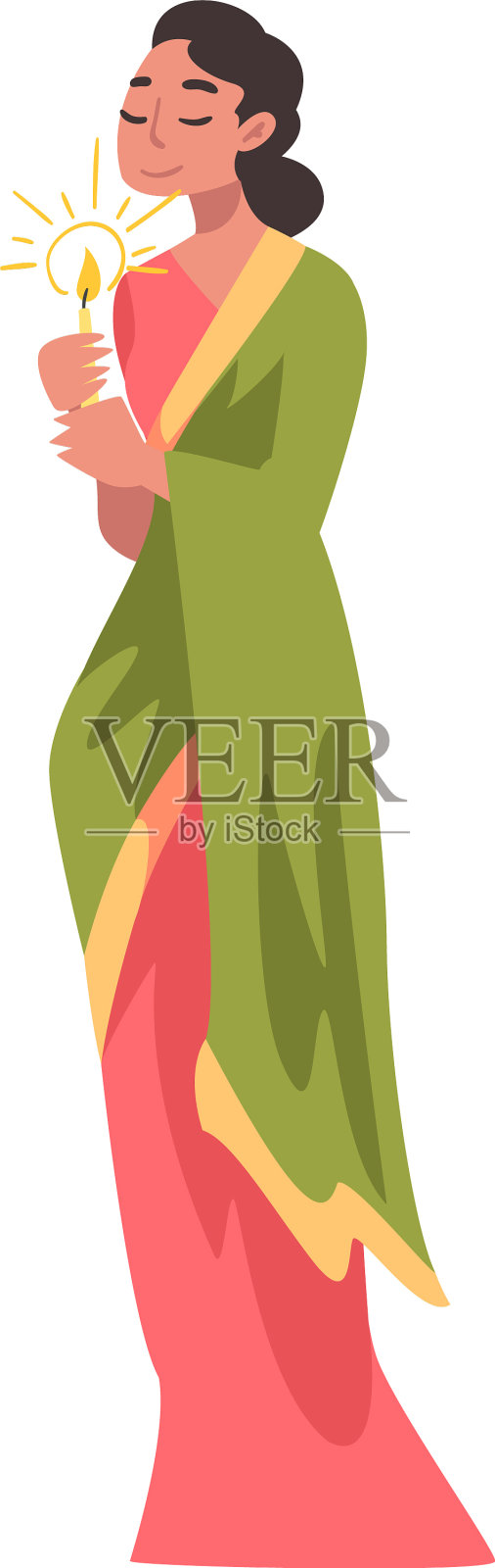 印度年轻女子穿着传统服装设计元素图片