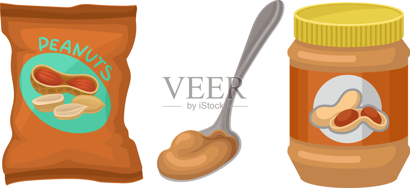 包装生咸花生及甜花生插画图片素材