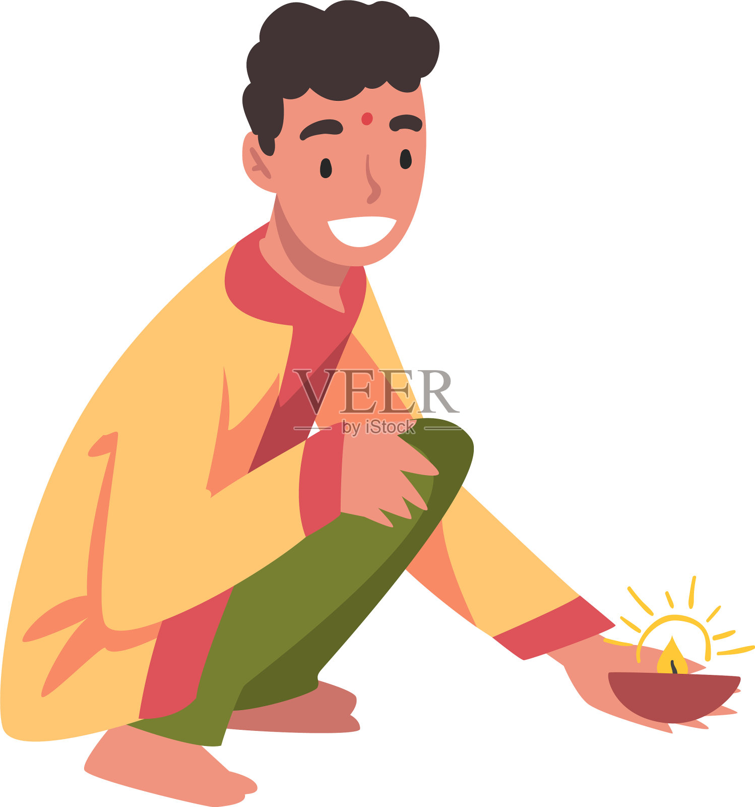 快乐的印第安人穿着传统的衣服设计元素图片