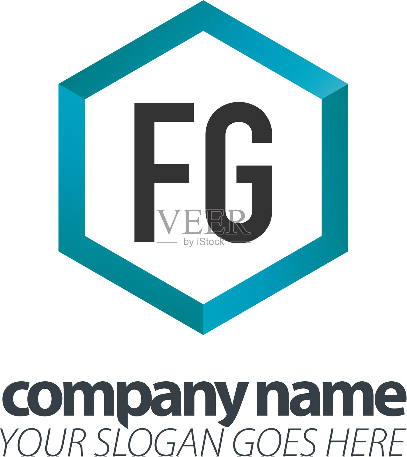 首字母fg六角盒创意标志黑色插画图片素材