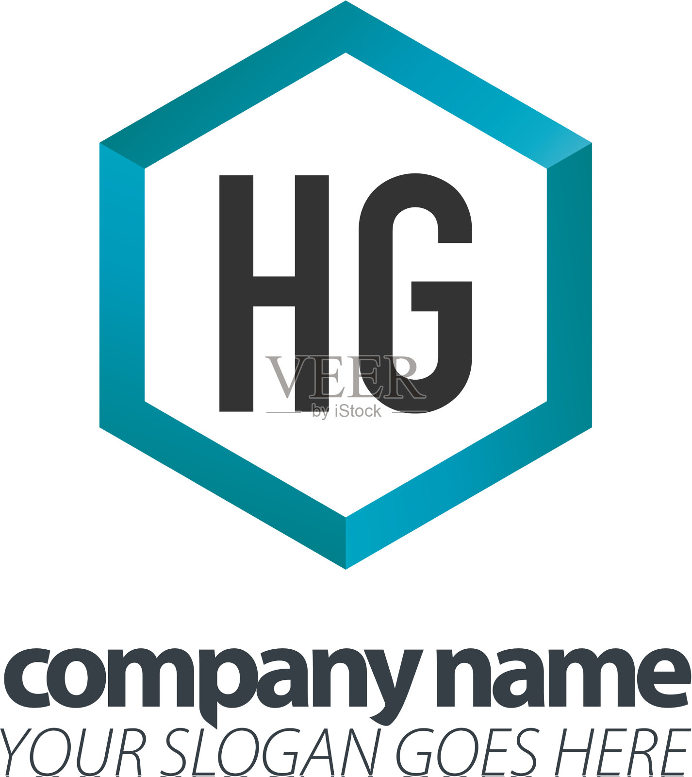 首字母hg六角盒创意标志黑色插画图片素材