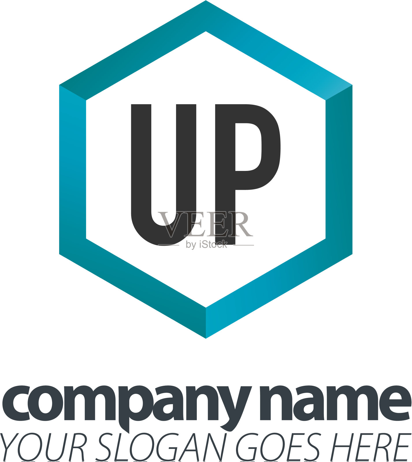 首字母上六角盒创意标志黑色插画图片素材