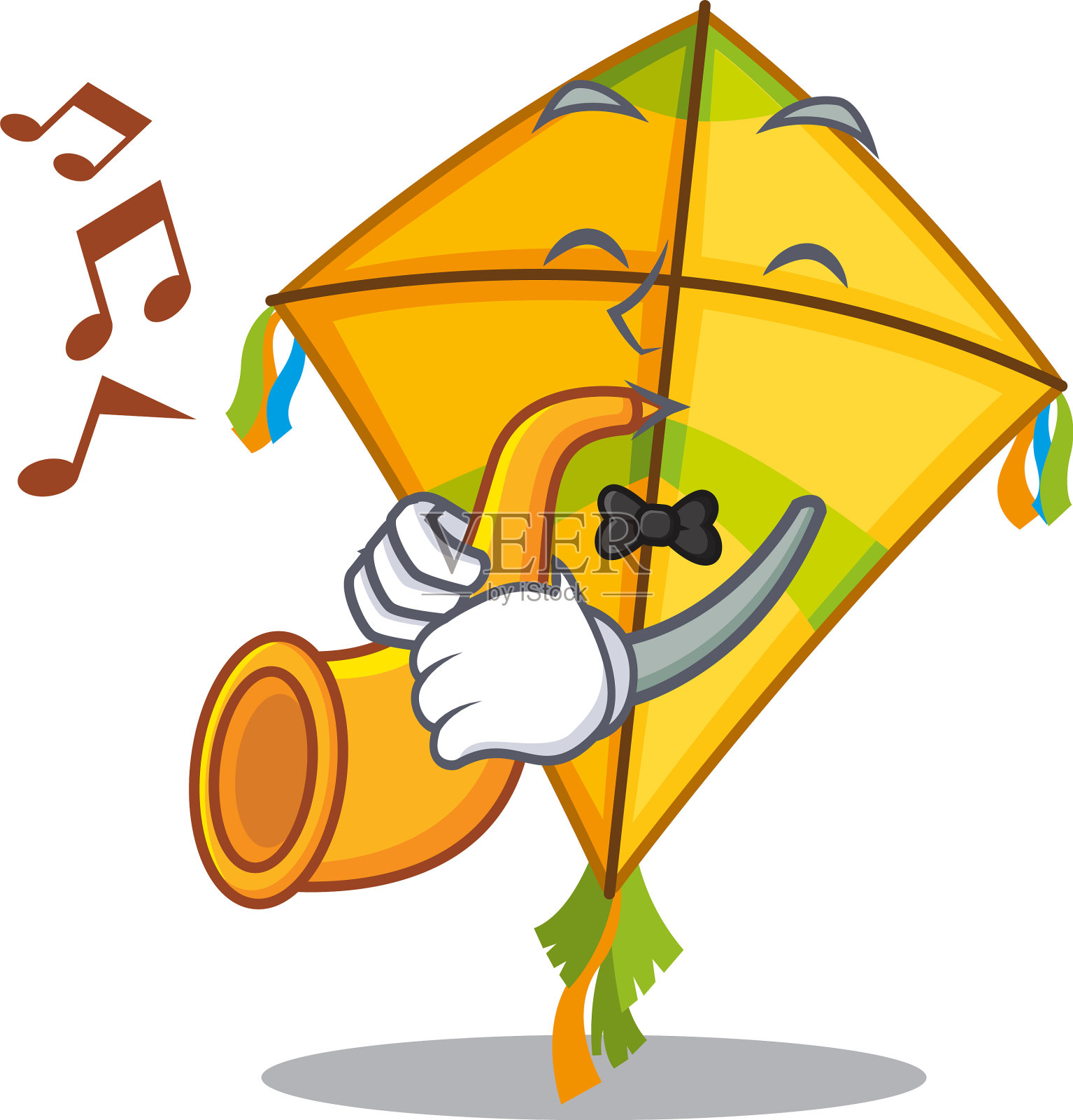 风筝卡通人物设计吹小号设计元素图片