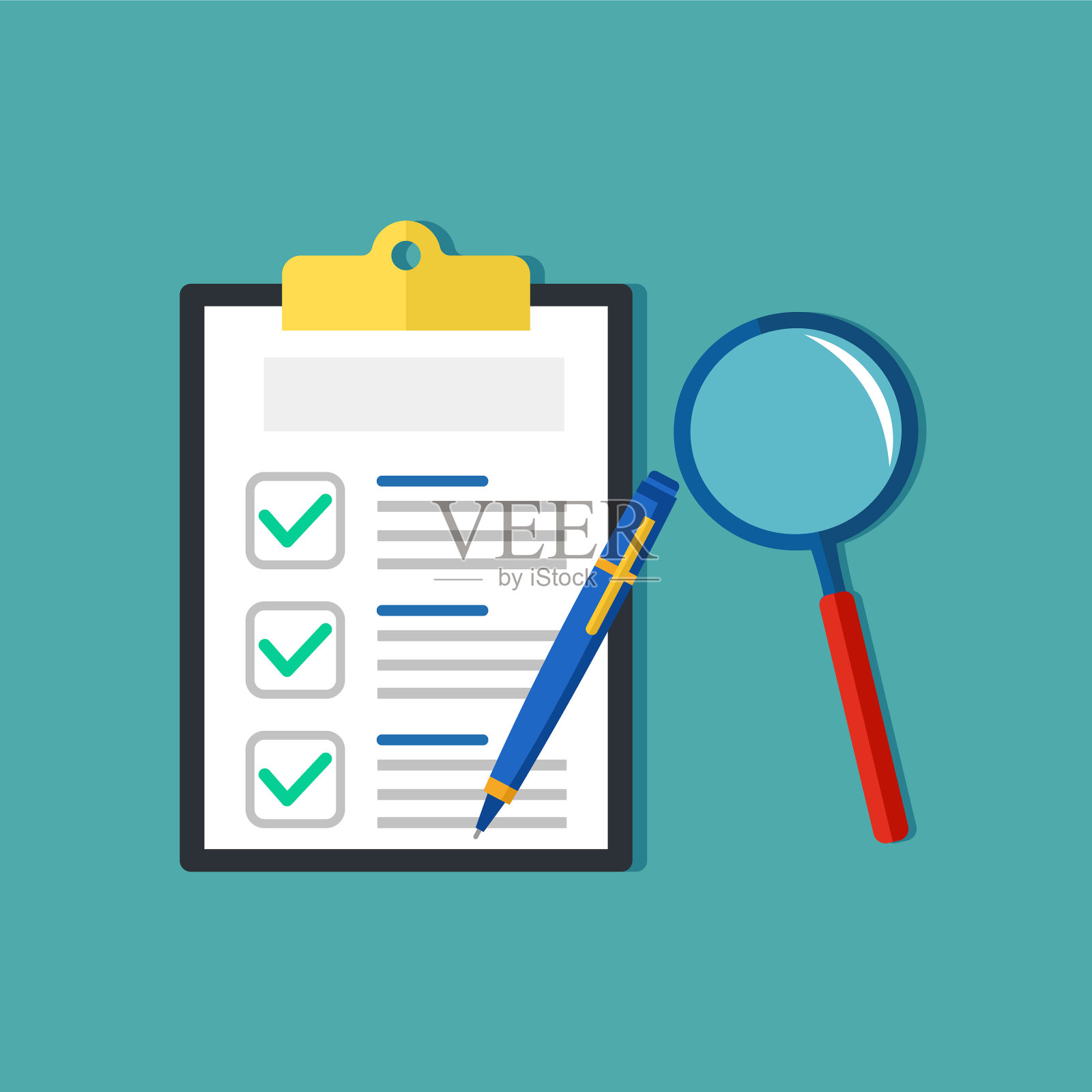 文件和放大镜的概念插画图片素材