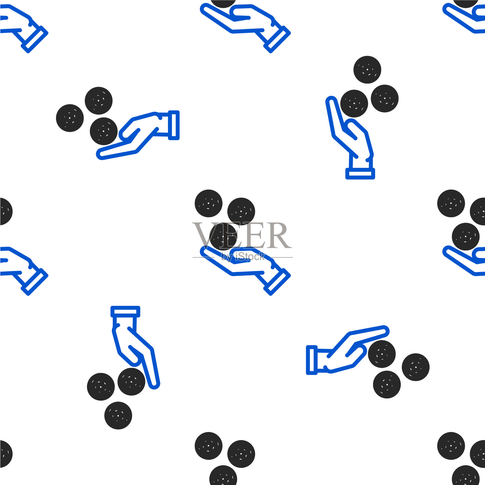 线手握赌场芯片图标孤立插画图片素材