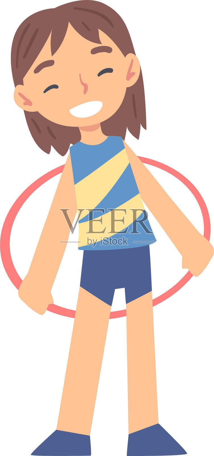 女孩绕着她的腰转呼啦圈设计元素图片