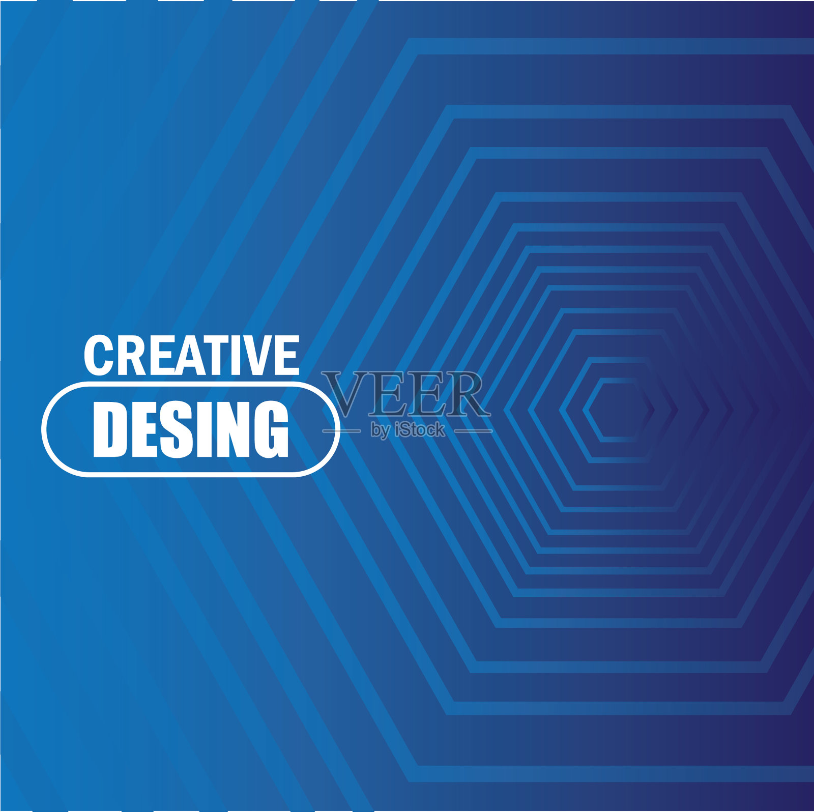 蓝色背景与六边形线条创意插画图片素材