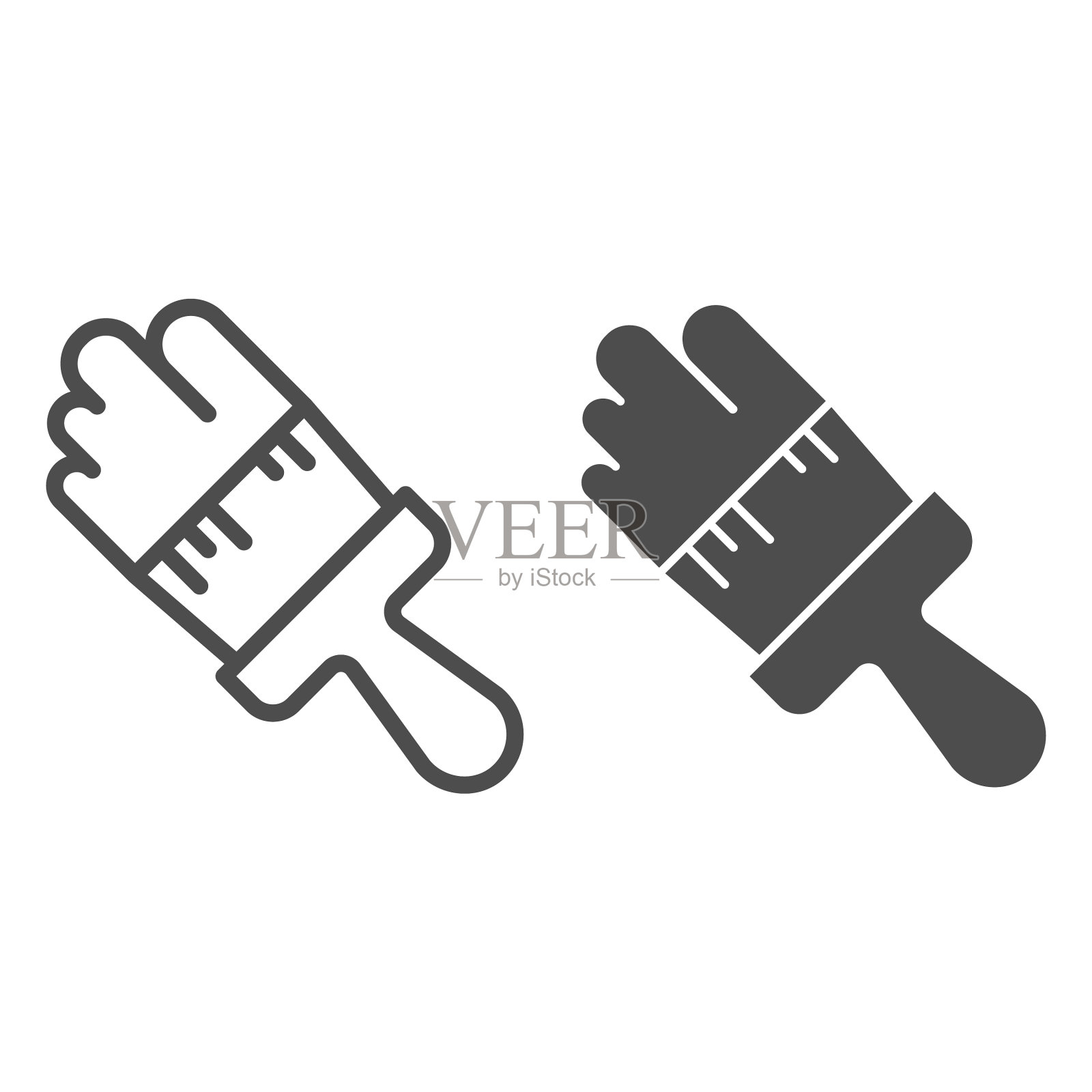 油漆刷线和固体图标房屋维修插画图片素材