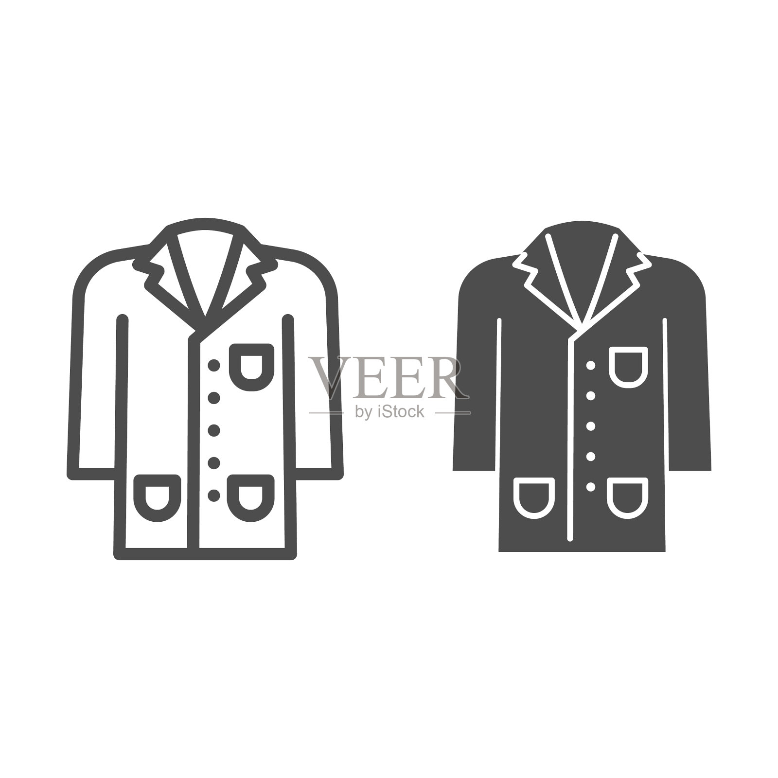 医学袍线和固体图标科学和图标素材