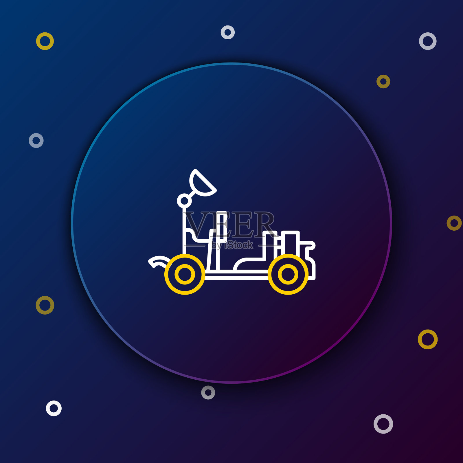 线火星漫游者图标孤立在蓝色背景插画图片素材