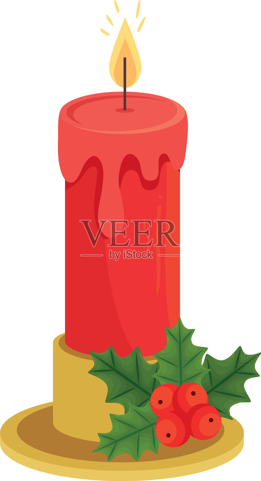 草莓图案圣诞蜡烛设计元素图片