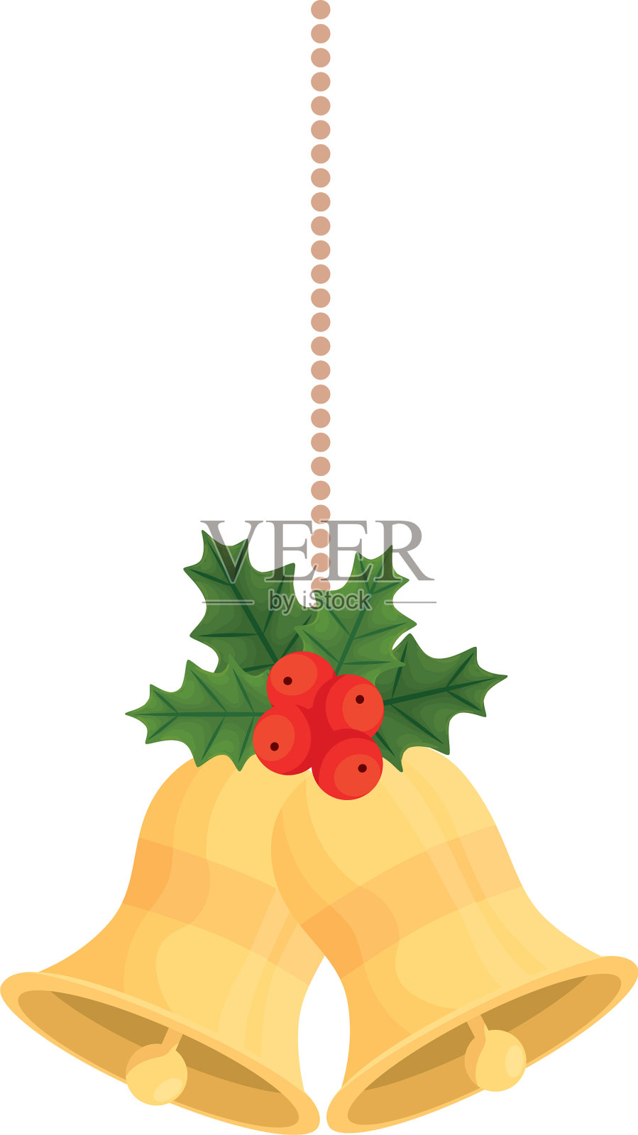 圣诞快乐，有浆果和树叶的铃铛设计元素图片