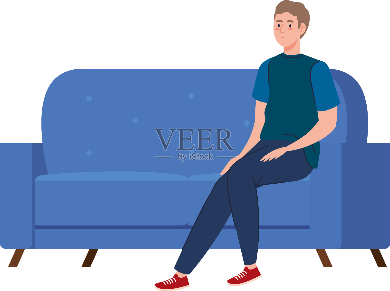 坐在沙发上的女人设计元素图片