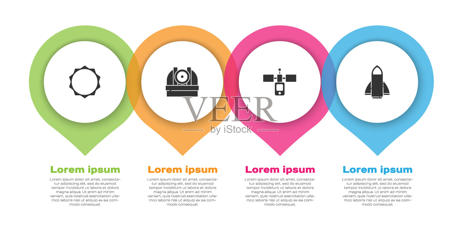 日落天文台卫星和插画图片素材